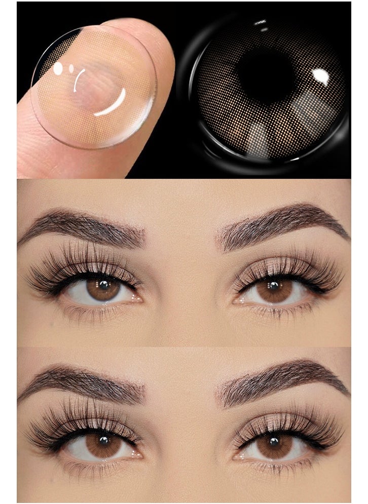 UYAAI Brown Lenses Yearly Colored Contact Lenses, Unisex Cosmetic Contact Lenses, Natural Fashion Lenses, With Case  - Image 4