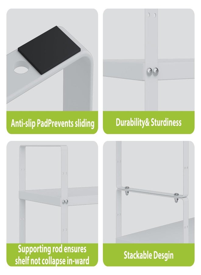 KMUZAWN Expandable Cabinet Shelf Organizer Rack, Stackable Kitchen Counter Storage Shelves Stand, Adjustable Height Pantry Shelf Spice Rack(White-1 Pack, 8.7" D x 15.4-26.8" W x 9.8" H) - Image 3