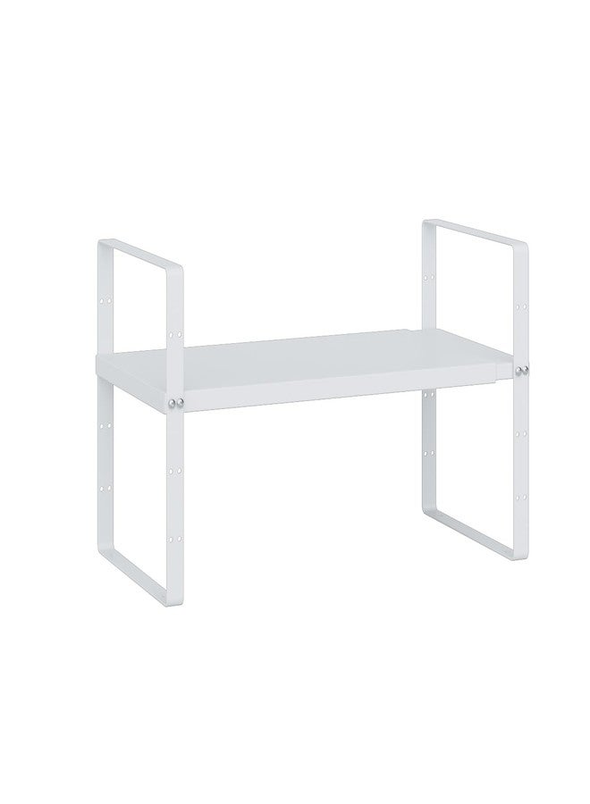 KMUZAWN Expandable Cabinet Shelf Organizer Rack, Stackable Kitchen Counter Storage Shelves Stand, Adjustable Height Pantry Shelf Spice Rack(White-1 Pack, 8.7" D x 15.4-26.8" W x 9.8" H) - Image 5