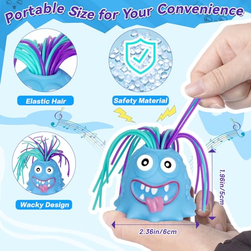 HOMQYTE Fidget Toys Hair Pulling Stress Relief Toys with LED Light Differernt Screams Novelty Screaming Monster for Adults Teens Autism BluePink 2P - Image 5