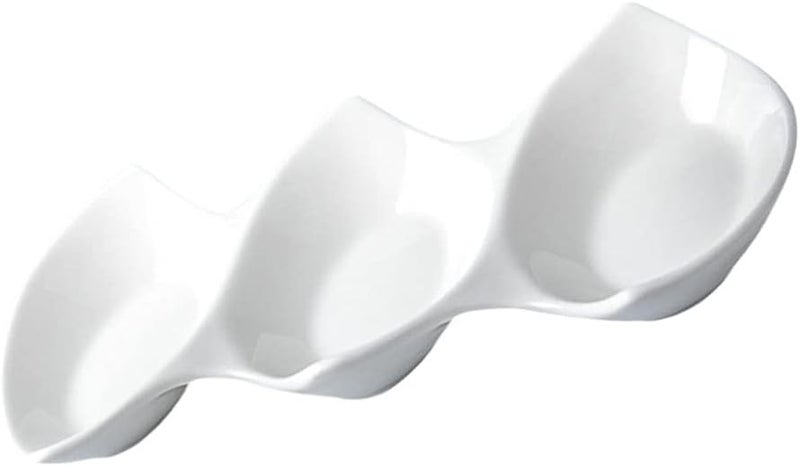 woobles Sauce Dipping Bowls 3 Compartment Soy Sauce Dish Divided Sauce Dish Appetizer Serving Tray Snacks Nuts Dried Fruits Platter for Restaurant Kitchen Soy Sauce Ketchup BBQ Sauce - Image 1