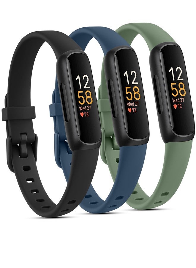 اي كي مجموعة من 3 أساور سيليكون متوافقة مع Fitbit Inspire 3، أساور رياضية بديلة قابلة للتعديل لسوار Fitbit Inspire 3 لتتبع اللياقة البدنية (أسود/أزرق داكن/أخضر أفوكادو) - Image 1