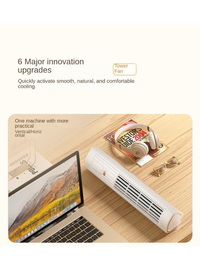 مروحة برجية مكتبية بدون شفرات – هادئة ونسيم ناعم، 3 سرعات، تعمل بـ Type-C، مناسبة لغرفة النوم والمكتب - Image 2