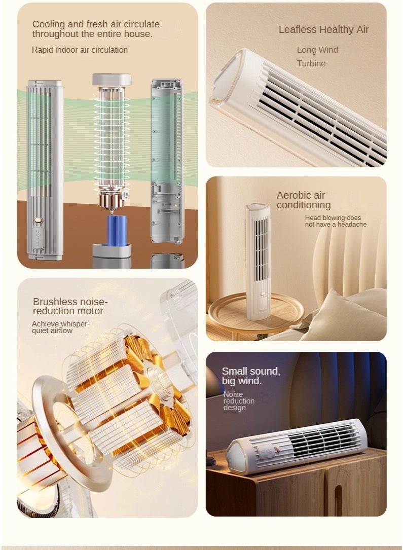 مروحة برجية مكتبية بدون شفرات – هادئة ونسيم ناعم، 3 سرعات، تعمل بـ Type-C، مناسبة لغرفة النوم والمكتب - Image 3