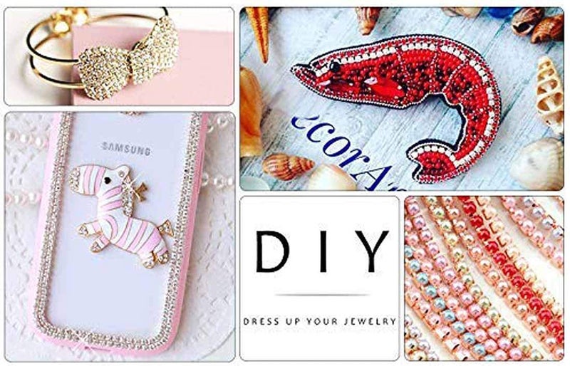 Diy Crafts 15227 9 Colors Pearl Copper Rhinestone Chain Base Cup Pearl Chain for Sewing Diy Garment Accessories Trim, 10 Yards, Sapphire - (Gold) - Image 2