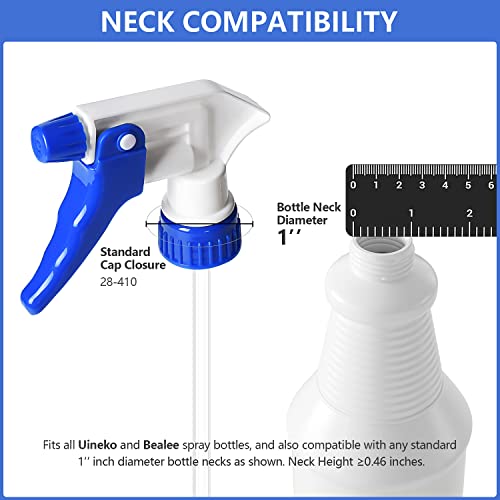 Uineko 6 Pack Universal Spray Bottle Replacement Nozzle, Mist & Stream Trigger Sprayer for 16oz 24oz 32oz Bottles, Heavy Duty Mister Head Part w/ 10.2 Inch Tube for Cleaning Solutions, Car Detailing - Image 3