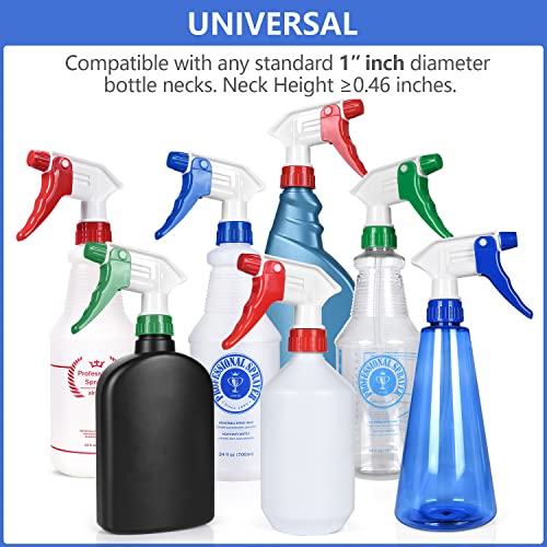 Uineko 6 Pack Universal Spray Bottle Replacement Nozzle, Mist & Stream Trigger Sprayer for 16oz 24oz 32oz Bottles, Heavy Duty Mister Head Part w/ 10.2 Inch Tube for Cleaning Solutions, Car Detailing - Image 2