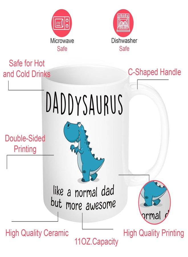 Gossby DADDYSAURUS Coffee Mug - Funny Gift for Dad from Daughter, Son - 11oz T-rex Dad Mug - Fathers Day, Christmas, Birthday Gift - Image 2