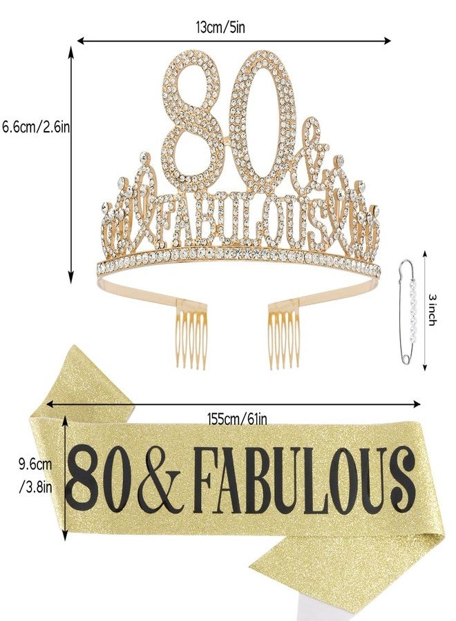 FASOTY 80th Birthday Decorations for Women - Set of 80 & Fabulous Crown Tiara, Sash, Pearl Pin, 80th Birthday Gifts for Women Party Decorations and Favors - Image 4