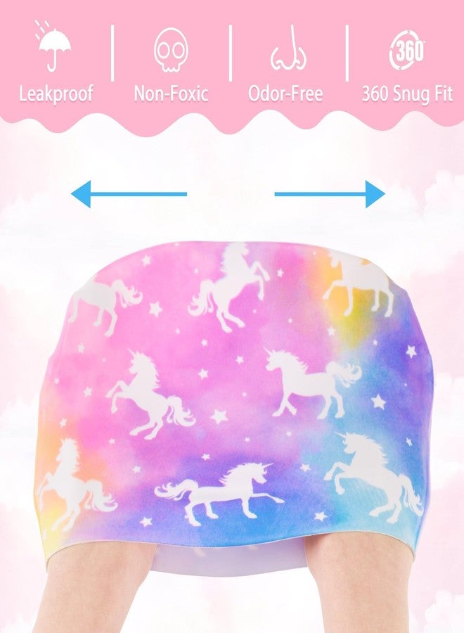 WAWSAM 2 Pack Kids Swim Cap Silicone Waterproof Swim Caps for Boys Girls (3-8 Years) Unicorn Mermaid Design Swimming Cap for Kids 3-8 Long and Short Hair (Mermaid&Unicorn) - Image 3