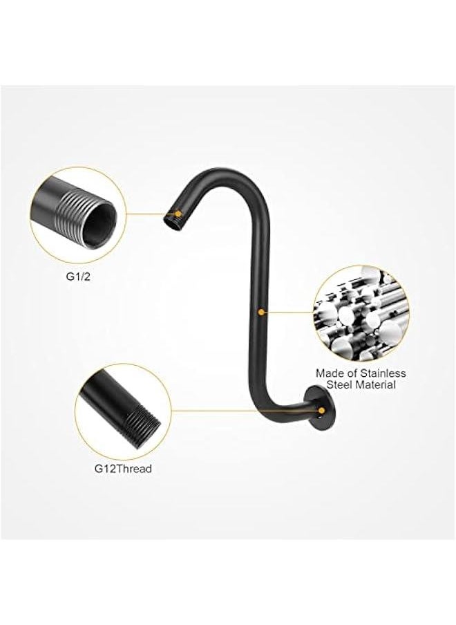 Generic Stainless Steel S Shaped 6 Inch Extension Shower Head,Shower Arm Riser Pipe, Bathroom Showering System with Flange, Matte Black, Shower Arm Riser Pipe, Stainless Steel S Shaped 6 Shower Arm Flan  - Image 3