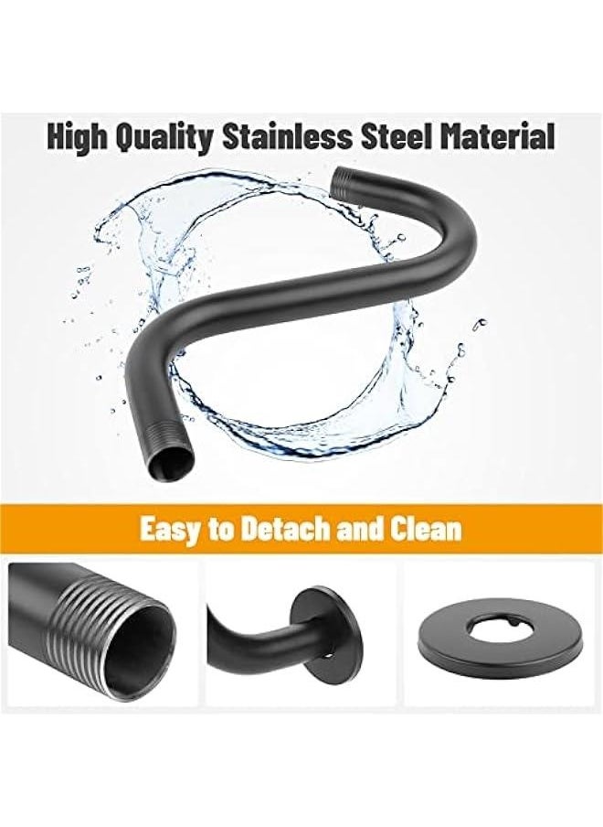 Generic Stainless Steel S Shaped 6 Inch Extension Shower Head,Shower Arm Riser Pipe, Bathroom Showering System with Flange, Matte Black, Shower Arm Riser Pipe, Stainless Steel S Shaped 6 Shower Arm Flan  - Image 5