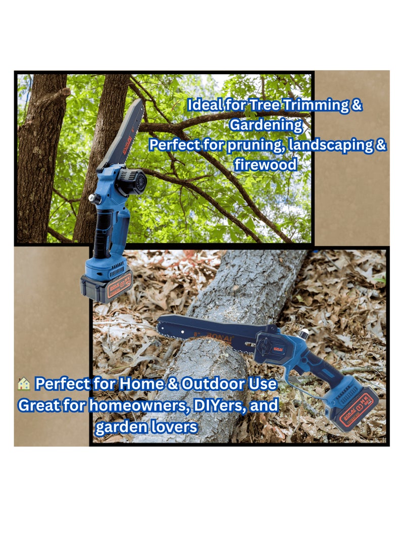 BONAI 8 Inch Cordless Mini Chain Saw BN-HK043 | Rechargeable Electric Pruning Saw for Wood, Tree Trimming, Gardening, DIY Cutting | Portable Handheld Battery Chainsaw Tool Kit - Image 3