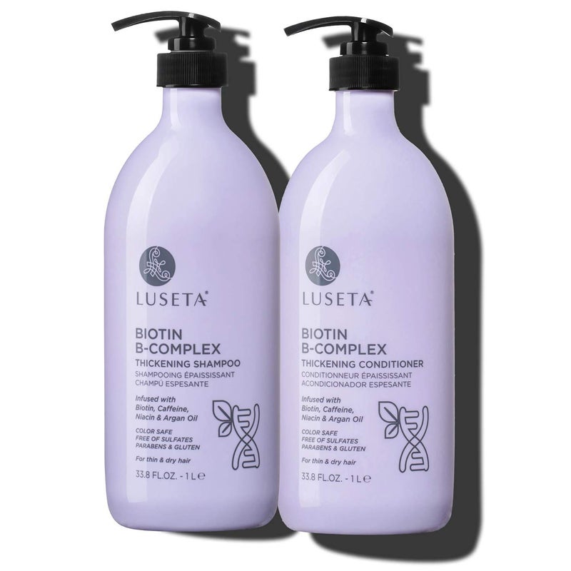 L LUSETA Luseta Biotin B-Complex Shampoo & Conditioner Set for Hair Growth and Strengthener - Hair Loss Treatment for Thinning Hair With Biotin Caffein and Argan Oil for Men & Women - All Hair Types 2 x 33.8oz - Image 1