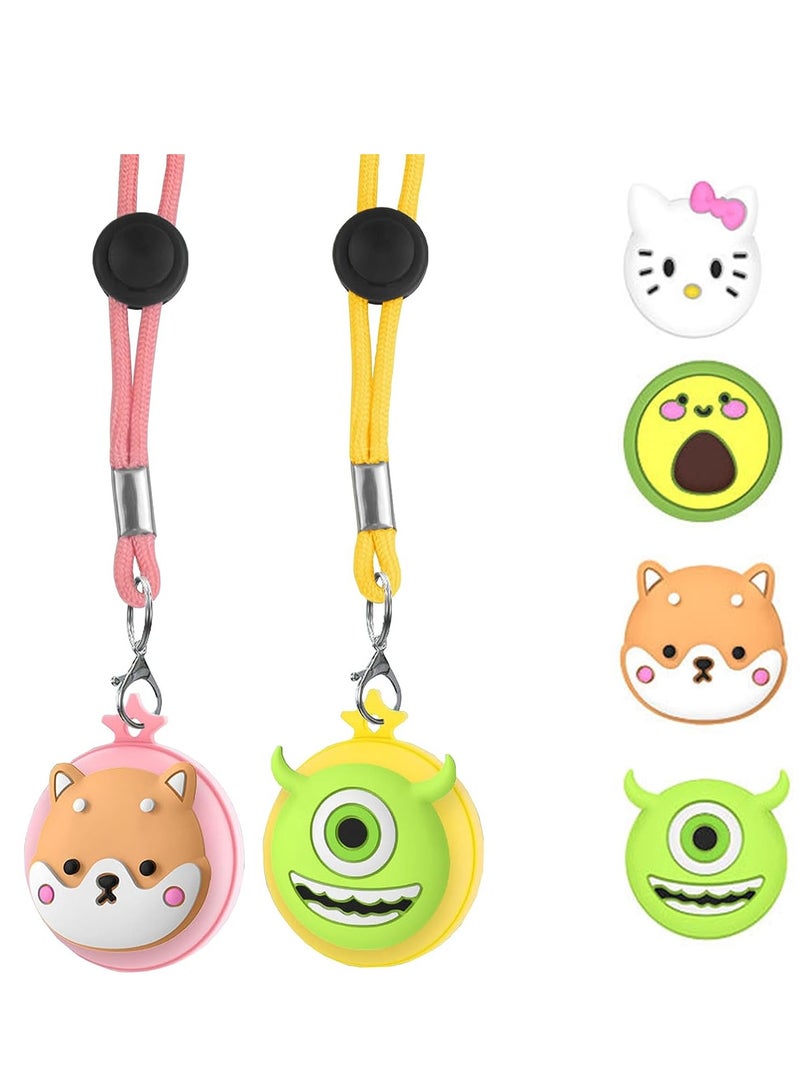 [6 in 1] for AirTag Necklace for Kids, Kid Air Tag Holder for AirTags Case Tags Hidden Adjustable Length Nylon Cord Silicone Protective Cover Accessories (Pink + Yellow)  - Image 1