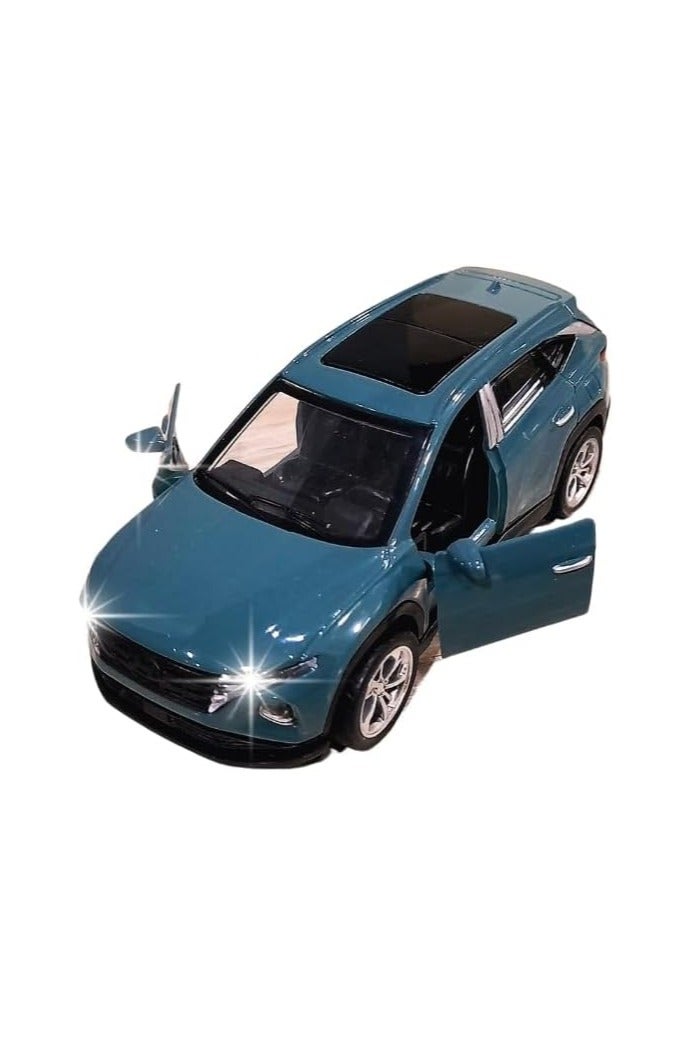 Hyundaii Tucson SUV Die cast 1:32 Scale Model With Lights and Sound – Alloy Children’s Sports Model Car Die-Cast Metal Toy Car – Front Doors Open Blue - Image 1