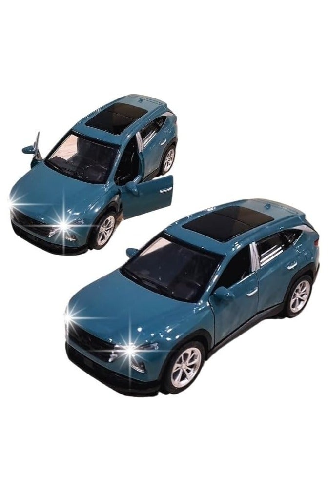 Hyundaii Tucson SUV Die cast 1:32 Scale Model With Lights and Sound – Alloy Children’s Sports Model Car Die-Cast Metal Toy Car – Front Doors Open Blue - Image 3