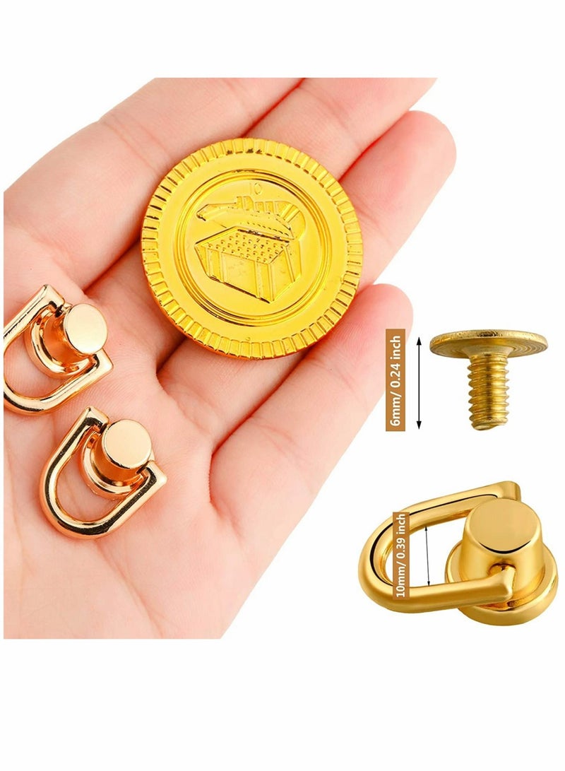 SYOSI 12 Pieces D Ring Stud Screw Ball Post Head Buttons with D Ring and Stud Screw Metal Ring for Wallet Strap Shoes Decoration and DIY Leather Accessories Pets Crafts - Image 2