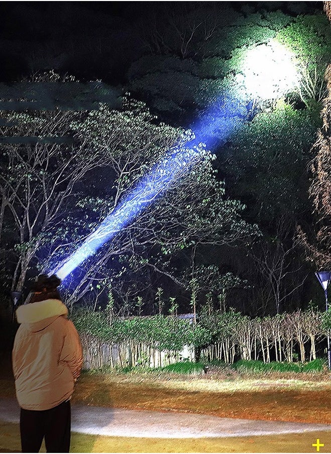 Rechargeable Super Bright LED Spot Lights, Wear On Head Flashlight Large Solar Searchlight with Power Display, USB-C Fast Charging, Power Bank Function for Hunting Camping