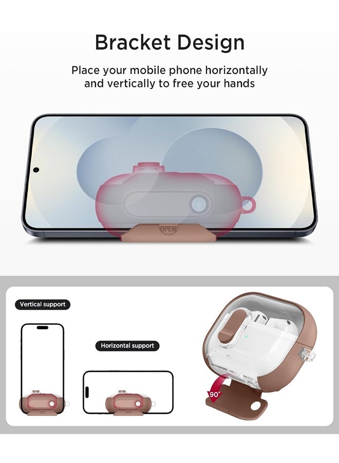 Samsung Galaxy Buds 3/Pro/FE Case, Shockproof Hard Cover with Stand and Carabiner - Image 4