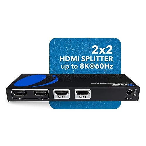 OREI 8K HDMI Splitter 2 in 2 Out, Resolutions Up to 4K at 120Hz, Dolby Vision Pass-Through, HDCP 2.3, Auto EDID Management, Does Not Extend Display (BK-22) - Image 2