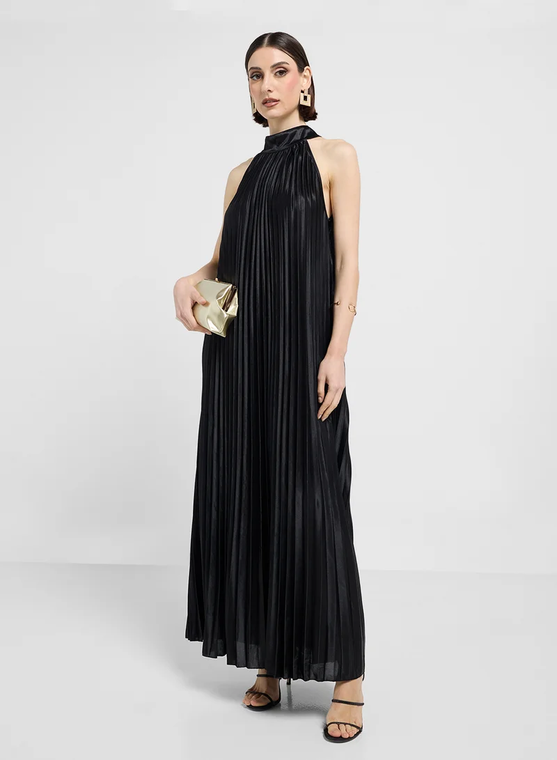 ELLA Halter Neck Pleated Dress