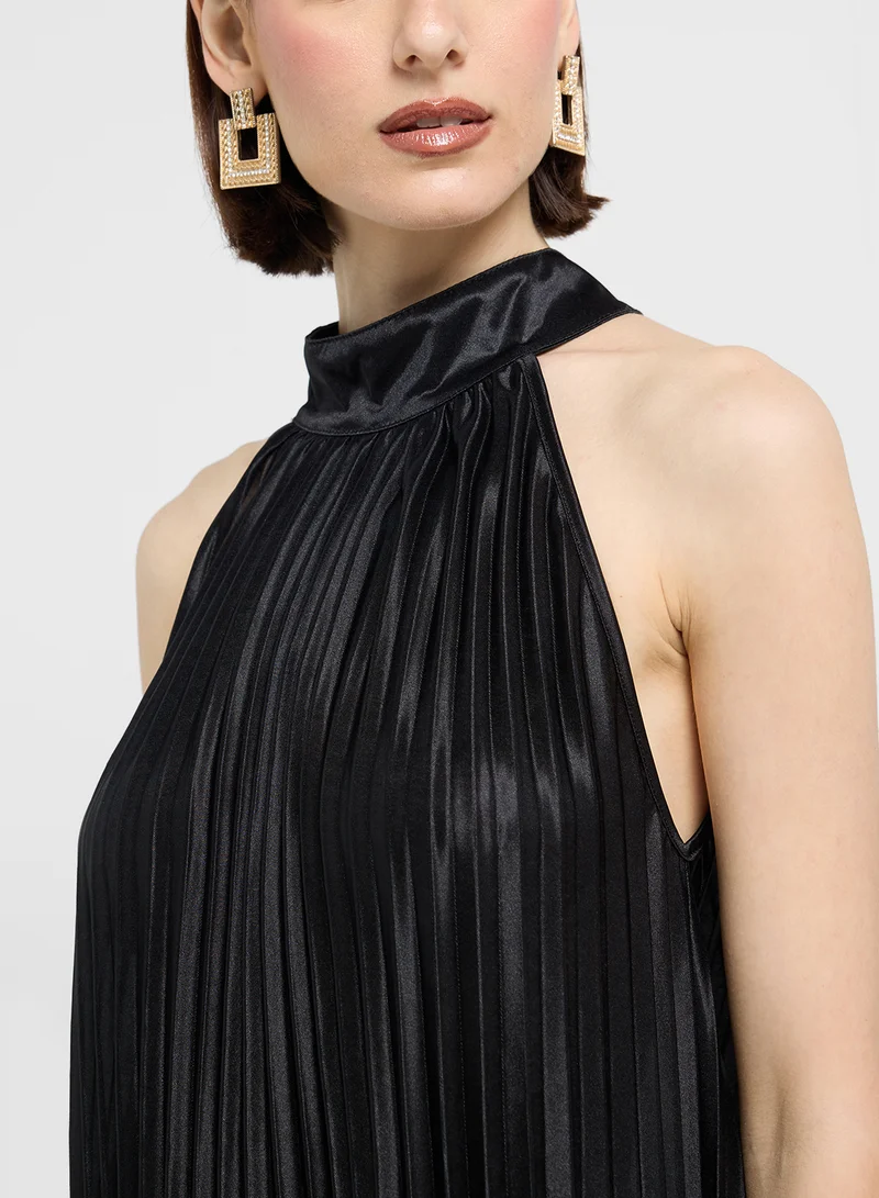 ELLA Halter Neck Pleated Dress