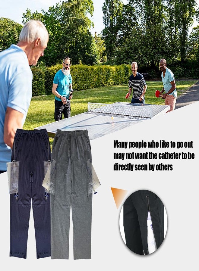 Lmaray Urine Bag Pants for Men/Women, Incontinence Care Trousers, Catheter Leg Bag Pants with 2 Hidden Pockets, US S/Waist 27" - Image 4