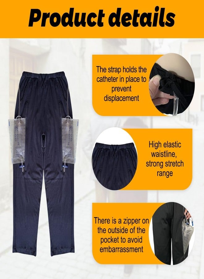 Lmaray Urine Bag Pants for Men/Women, Incontinence Care Trousers, Catheter Leg Bag Pants with 2 Hidden Pockets, US S/Waist 27" - Image 2