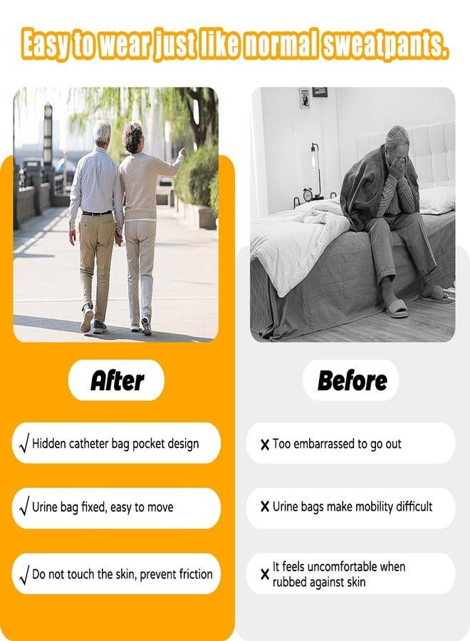 Lmaray Urine Bag Pants for Men/Women, Incontinence Care Trousers, Catheter Leg Bag Pants with 2 Hidden Pockets, US S/Waist 27" - Image 5