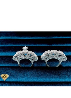 Twins Ring Platinum Plated For Women With Zircon Stone - Silver