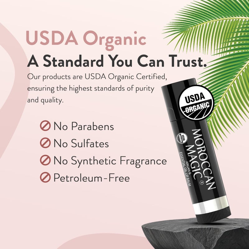 Moroccan Magic Organic Pure Coconut Lip Balm 3 Pack | Ultra-Hydrating Argan & Essential Oil Lip Moisturizer + Vitamin E | Natural Chapstick for Dry Lips | Smooth, Non-Toxic | Organic Lip Balm - Image 4