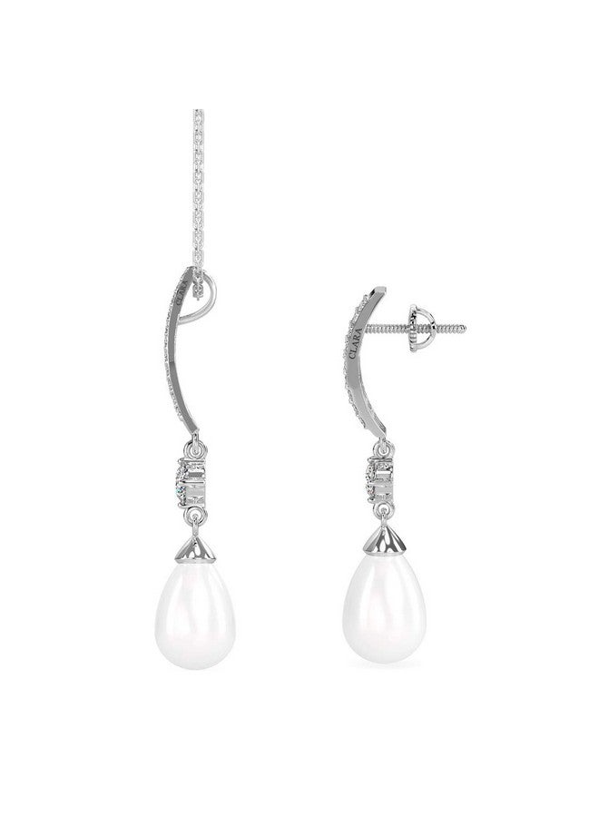 CLARA 925 Sterling Silver Pearl Queen Pendant Earring Chain Jewellery Set | Rhodium Plated, Swiss Zirconia | Gift for Women & Girls - Image 2