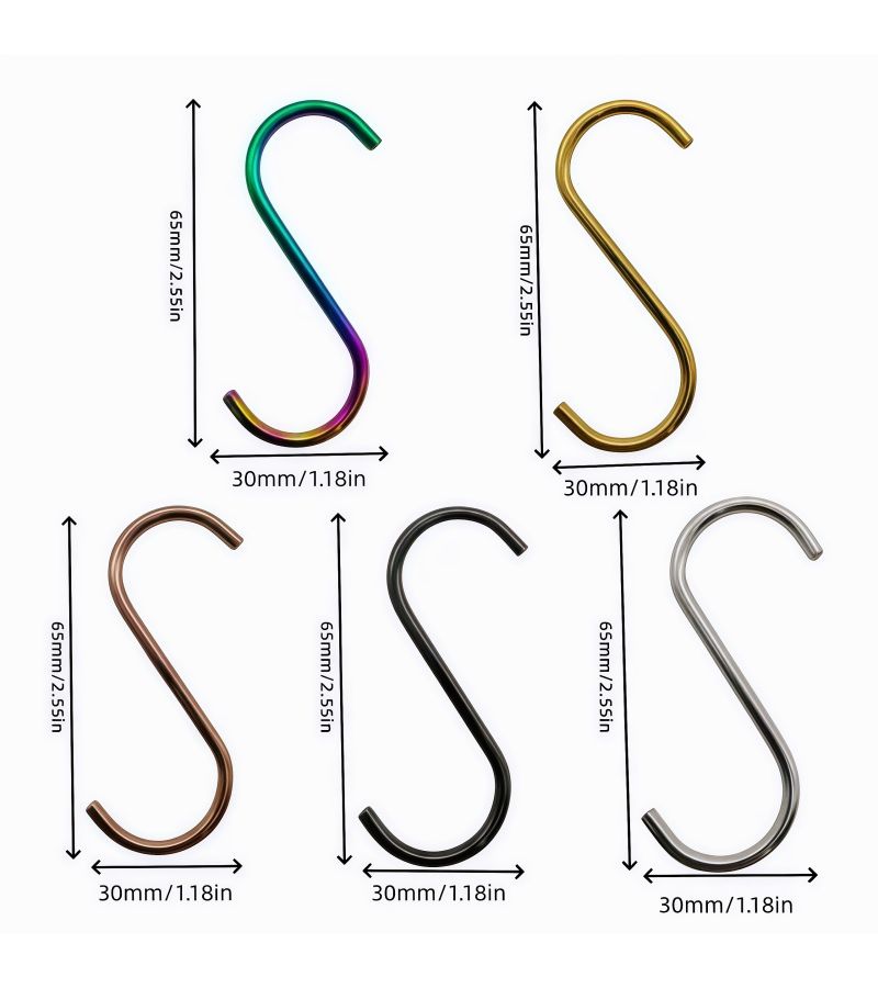 16 Pieces Golden Stainless Steel S Hooks Sturdy Durable S Shaped Hooks Thickened Material Strong Load Bearing Capacity For Hanging Kitchen Utensils Tableware Spoons Cups Clothes Bags Towels Plants And More - Image 2