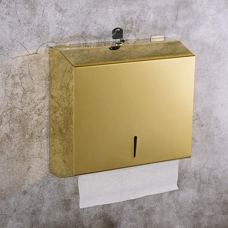 Gorlary Wall Mounted Stainless Steel Paper Towel Dispenser with Lock, Polished Mirror Finish, Fits C-Fold, Tri-Fold and Multi-Fold Hand Towels, Commercial Restroom & Bathroom Use - Image 2