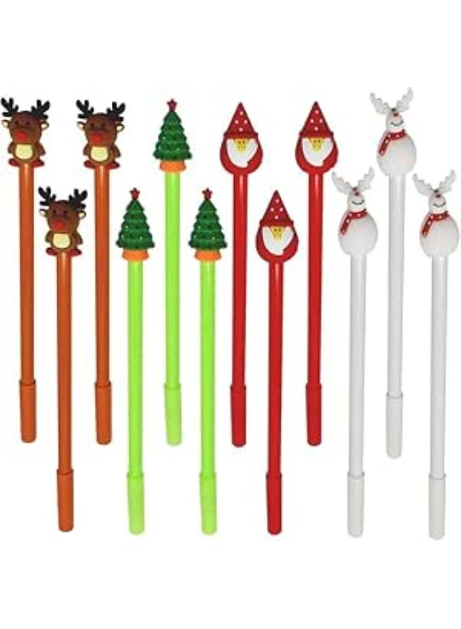 A new set of Penna Inchiostro Stile Natalizio gel pens in the shape of a Christmas doll, with reindeer, snowmen, a Christmas tree, and Santa Claus. A total of 12 pens, in random styles, can meet your needs for daily use or holiday decorations;