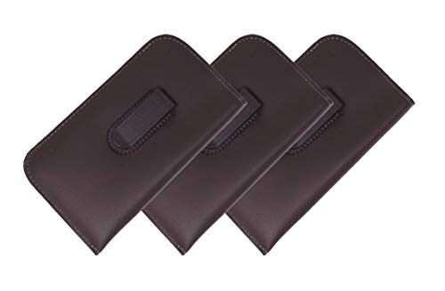 Calabria Soft Slip-In Glasses Case Vertical Pocket Clip Brown 3 Pack Men Women Faux Leather Felt Sunglasses/Eyeglasses Pouch - Image 4