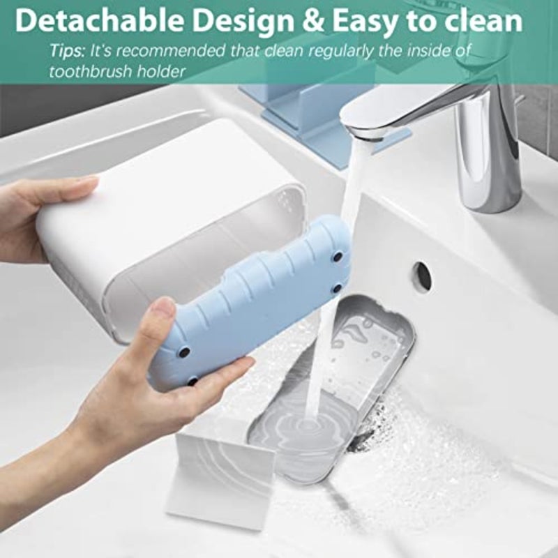 Electric Toothbrush Holder for Bathroom Organizer Countertop, Detachable Anti-Slip Toothpaste Storage Caddy 6 Slots White with Drainage Holes for Makeup Brush Razor Stand - Image 3