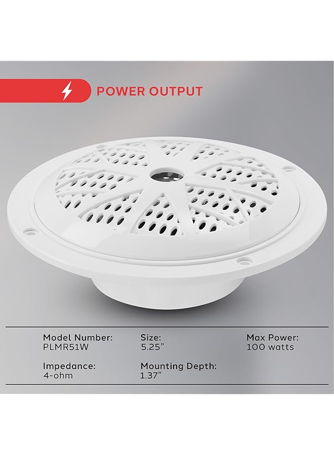 Pyle Dual 6.5'' Waterproof Marine Speakers, Full Range Stereo Sound, 120 Watt, White(Pair) 100 Watts Plmr51W - Image 5