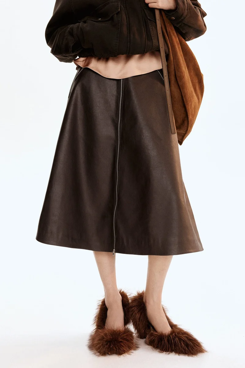 H&M Coated A-line skirt