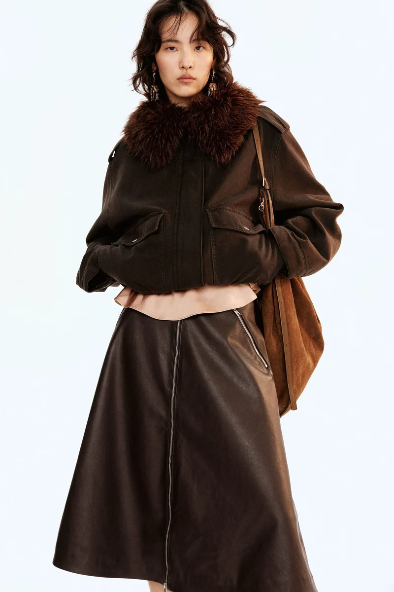 H&M Coated A-line skirt