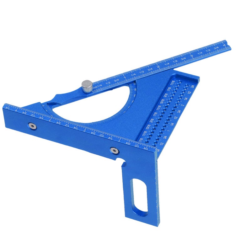 3D Woodworking Angle Ruler Half Round Triangular Ruler Multi Angle Measuring Square Protractor 0-180 Degree Adjustable Blue - Image 5