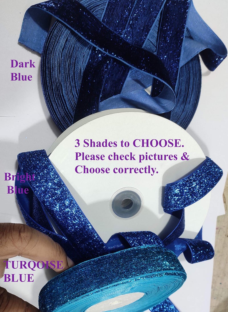 OMX Roll of Sparkle Glitter Ribbon Patti Lace (18 Meters) (Border) with 2.5cm (1 Inch) Width, Saree Border, Party Decoration, Craftwork (Turqoise Blue) - Image 5