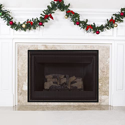 Jeyeou Fireplace Screen Safe Mesh Gate Mesh Screen Child Proof Existing Fireplace Barrier Guard Net Adhesive Cover Fire Place Doors for The Living Room Indoor Toddler Baby Pets 39 32inch - Image 1