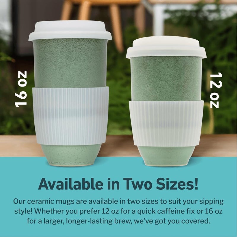 NOVA CERAMICS Coffee Travel Mug – Reusable Coffee – Microwave & Dishwasher Safe Coffee Green Tumbler - Gifts For Women Men Him Her – 16oz – Emerald - Image 5