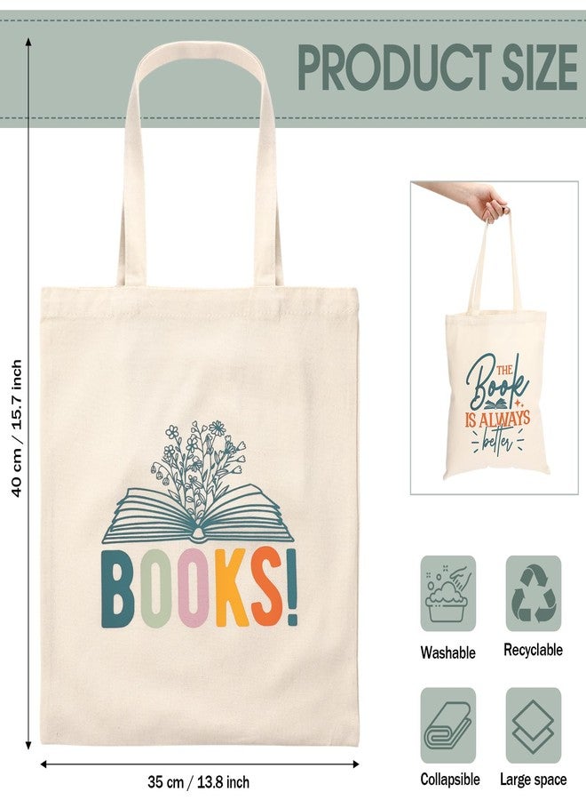 GliCraft 10 Pcs Book Tote Bag Bulk with Inner Pockets Book Lovers Gifts Canvas Tote Bag Bookish Gifts for Women Bookish Club Teacher Librarian Reader Author Reading Accessories Library Present - Image 2