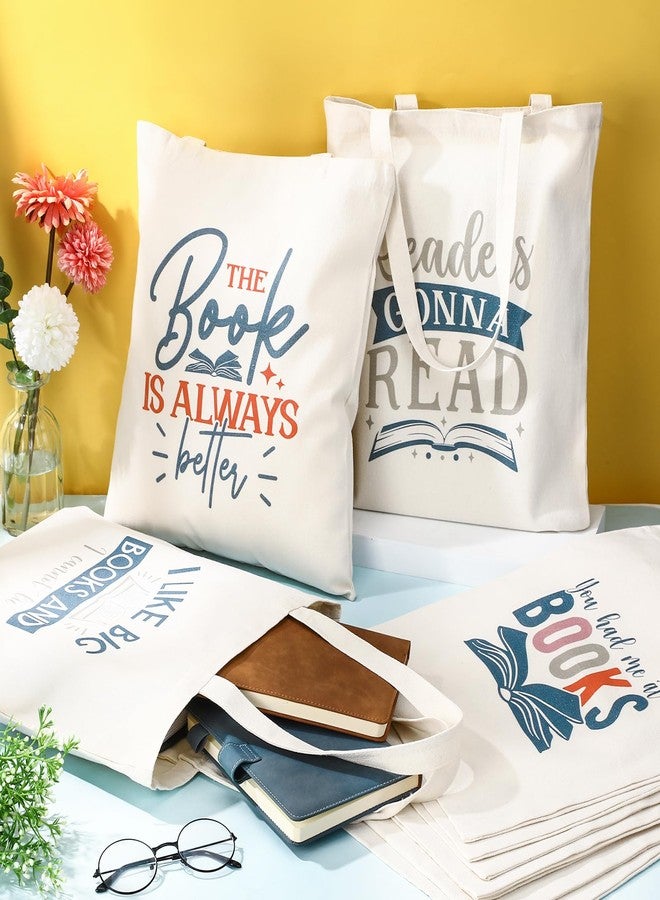 GliCraft 10 Pcs Book Tote Bag Bulk with Inner Pockets Book Lovers Gifts Canvas Tote Bag Bookish Gifts for Women Bookish Club Teacher Librarian Reader Author Reading Accessories Library Present - Image 4