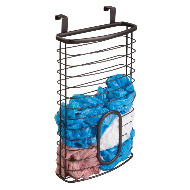 mDesign Over-The-Cabinet Plastic Bag Storage and Grocery Bag Holder, Kitchen Storage - Bronze - Image 1