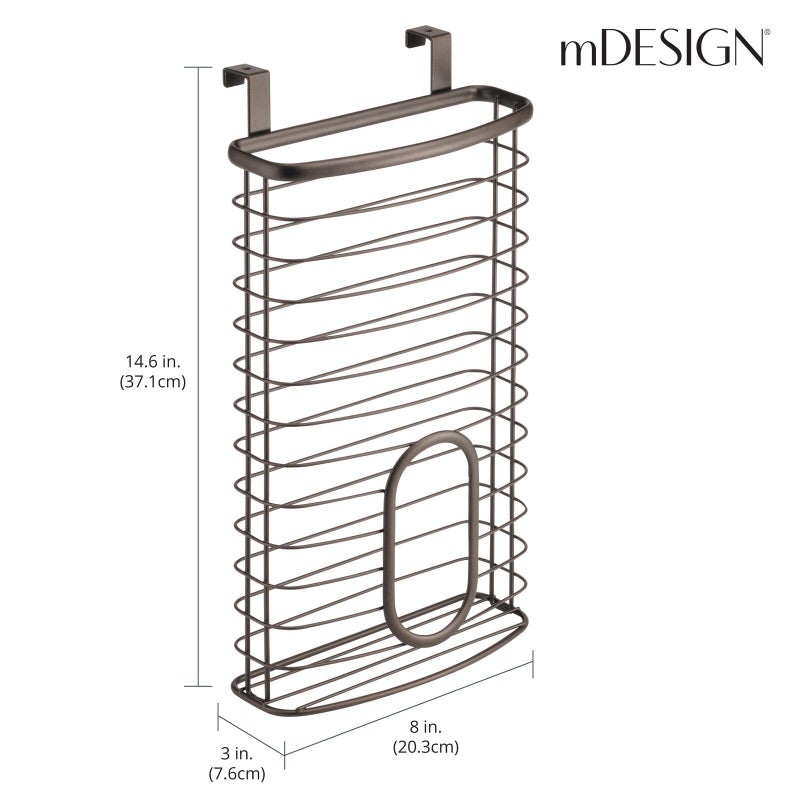 mDesign Over-The-Cabinet Plastic Bag Storage and Grocery Bag Holder, Kitchen Storage - Bronze - Image 4
