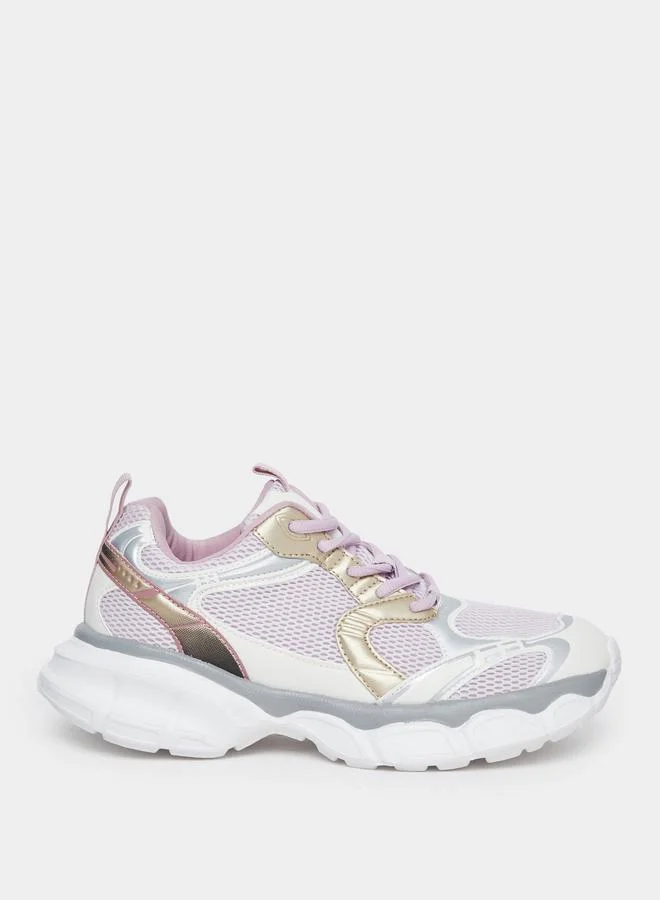 Styli Women Mesh Upper Textured Sneakers